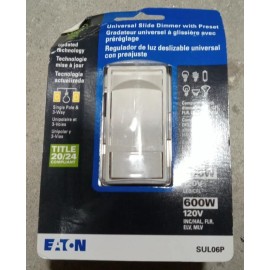 Eaton Universal Light & Slide Dimmer Switch w/Preset option - #SUL06P