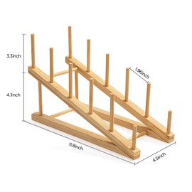 HBlife Bamboo Wooden Dish Drying Rack for Kitchen Counter, 2 PCS Dish/Book/File/Plate/Bowl/Cup/Cutting Board/Pot Lid Organizer for Kitchen, Office, Display Cabinet, Grocery Store, Supermarket