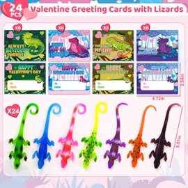 ShyLizard ShyLizard 24PCS Valentines Day Cards for Kids School Classroom Exchange, Valentine's Day Gift Cards with Change Color Lizard Toys, Valentines Greeting Cards Bulk for Kids School Classroom Exchange