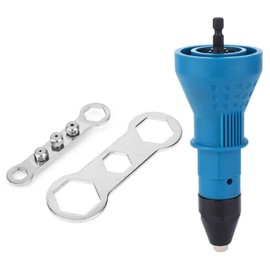 HYCDIYTS Riveter Tool Electric Riveter Attachment Riveter Rivet Gun Riveter Nutter Handle Wrench with 4 Nosepieces 0.09 - 0.13 - 0.16 - 0.19 inches (2.4 - 3.2 - 4.0 - 4.8 mm) (Blue)