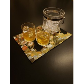 Comes packaged in a box, ready to be used as a present Japanese gift for foreigners, Kimono, Obi Japanese Style Tea Mat, Set of 2, Full Pattern (Asuka)