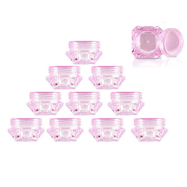 100Pcs Pink Refillable Empty DIY Cosmetic Pot Jars Case Diamond-shape Sample Bottles Vials Container for Eye Shadow Nails Powder Jewelry Makeup Cream Lotion Storage Travel Small Jar (3G)