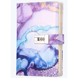 Dzhzal Writing Journal with Lock for Women Girls Boys Teens Kids Faux Leather Personal Journal Refillable Lined Paper Password Notebooks A5
