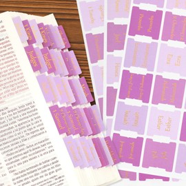 NEWEST 96 Pieces Bible Tabs, Purple Bible Tabs for Women Gold Foil Laminated Bible Tabs for Study Bible Large Print Bible Book Tabs for Old and New Testament, 30 Blank Bible Index Tabs