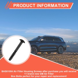 BAS01004 Air Filter Cover Screws, GM Air Filter Box Bolts Compatible with VW 13384034 GM WHT002087 Jaguar/Land Rover C2S11217, Air Filter Housing Screws, 11 Pack