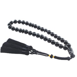 beirunde Tasbih Tesbih Islamic 33 Prayer Beads, Muslim Islam Subha Sebha Worry Beads, Misbaha Masbaha Tasbeeh Sibha Beads, Allah Mohammed Ramadan Rosary, Tasbih 12mm Black Agate Beads Tassel