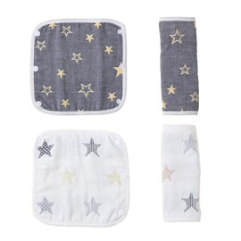 CHANGJIQ 4-Piece Set of 4, Baby Straps, Drool Cover, 100% Cotton, 6-ply Gauze, Baby Carrier, Driol Cover, For Outing, Drool Pad, Soft, Baby Shower Gift, Gift