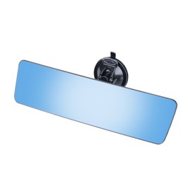 VisionSync 12" Large Curved Car Rear View Mirror with Suction Cup, Anti-Glare Universal Rearview Mirror with Panoramic Wide Angle Mounted on Windshield for Car, Van, RV, SUV, Truck, and Boat (Blue)