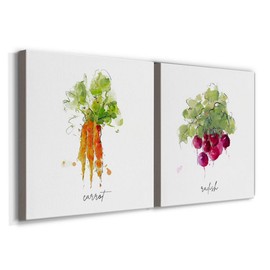 Renditions Gallery Sketch Kitchen Carrot Wall Art, Premium Gallery Wrapped Canvas Decor, Ready to Hang, 16 in H x 16 in W, Made in America Print