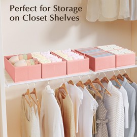 DIMJ Pack of 4 Drawer Organiser System, Drawer Organiser, Foldable Storage Box, Fabric, Drawer Inserts for Wardrobes, Wardrobe Organiser for Clothes, Pink