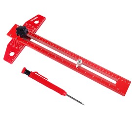Adjustable Woodworking Scriber Marking Line Ruler, Aluminum Alloy Sliding T-Square Ruler, Aluminum Alloy Sliding T-Square Ruler, Precision Line Drawing aid Ruler with Angle Adjustment Scale