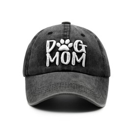 Waldeal Dog Mom Hats for Women, Dog Lovers Gifts, Adjustable Embroidered Paw Baseball Cap, 3D Embroidery Black, One Size