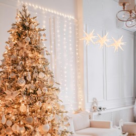 Cyraft Christmas Tree Toppers Star, 25 cm, Outdoor, Foldable, Lightweight, Herrnhuter Star with Timer & Intelligent Colourful Remote Control, Christmas Star, Illuminated, Hanging