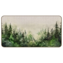 TopXmai Camping Adventure Nature Mountain Door Mat, Forest Grenn Decor for Indoor Outside Entrance,Camper RV Rugs for Inside,Gifts for Camping Camper Lover,17x30 Inch,ZH01-DD-146