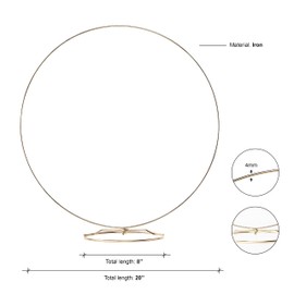 HOHIYA 4 Pcs 20 Inch Metal Floral Hoop Centerpiece with Stand Rings Large Taiwan Made Gold 4mm Wire