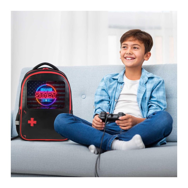 AnySmic Video Game School Backpack for Boys 6-12 with Leather