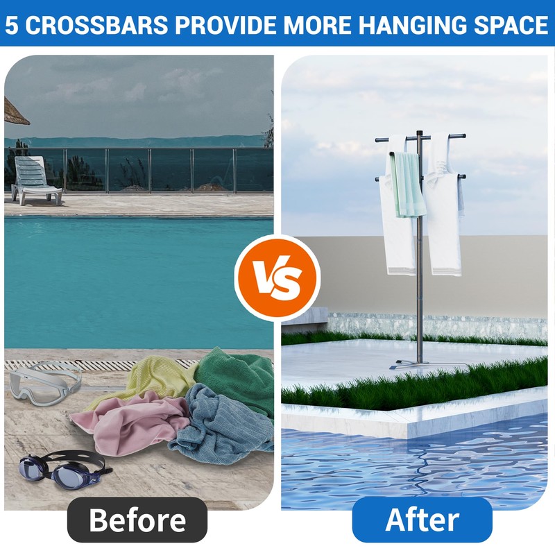 Qufiona Pool Towel Rack Outdoor, Heavy Duty Outdoor Towel Rack,