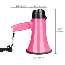 MyMealivos Portable Megaphone Bullhorn 20 Watt Power Megaphone Speaker Voice and Siren/Alarm Modes with Volume Control and Strap (Deeppink)…