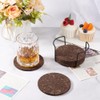 AHANDMAKER Set of 10 Dark Cork Coasters, Absorbent Coasters for