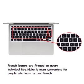 HRH Ultra Thin French Language AZERTY Silicone Keyboard Cover Skin for MacBook Air 13 Inch 2020 with Touch ID (MODLE A2179 and A2337 M1 Chip,UK/EU Layout) Keyboard Accessories Protector