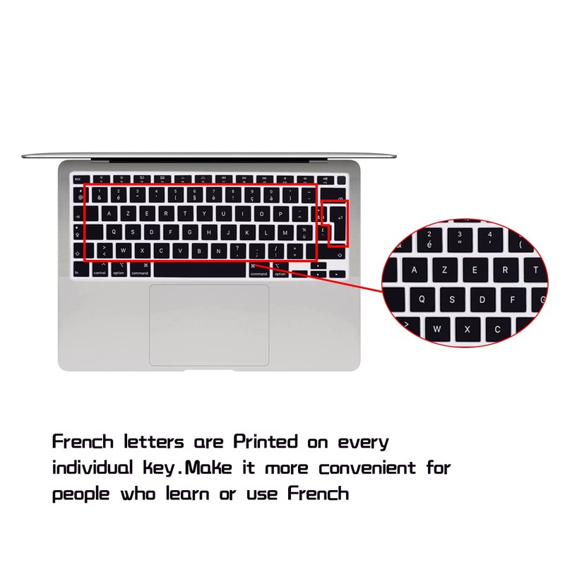 HRH Ultra Thin French Language AZERTY Silicone Keyboard Cover Skin