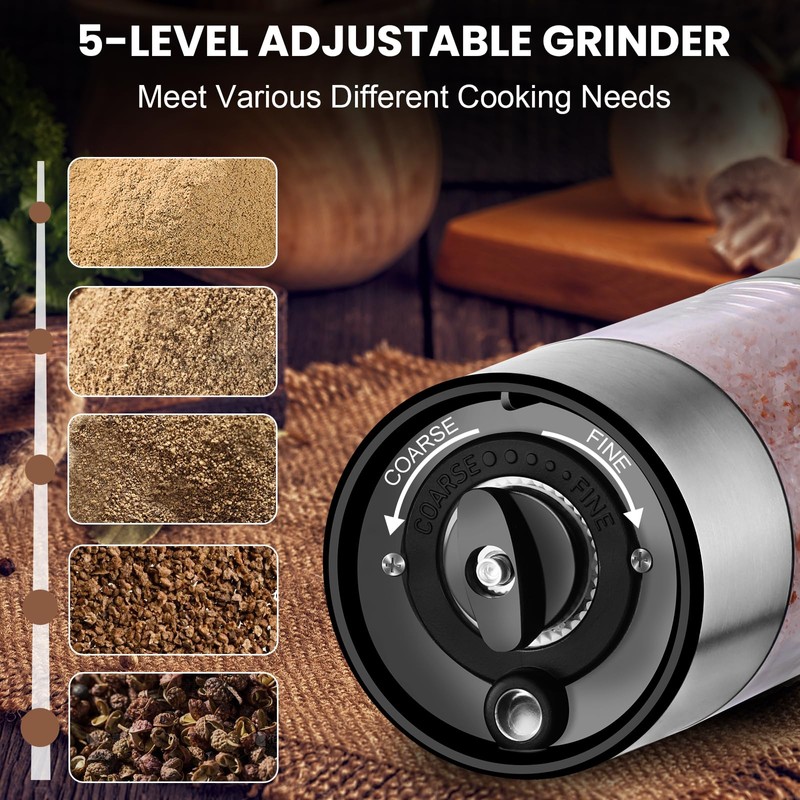 Fzaqwen Electric Salt and Pepper Grinder Set Rechargeable - Automatic