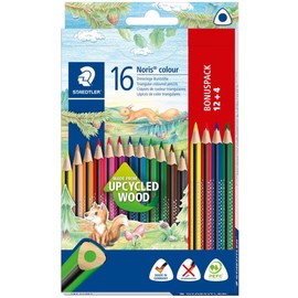 STAEDTLER Noris Colour 187 C12P1 – Set of 16 Triangular WOPEX Colouring Pencils – Ergonomic Soft-Grip Design with High Break-Resistance – Brilliant Colours in Cardboard Case