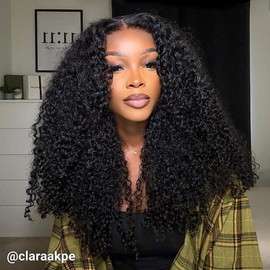 Wiggins Hair Pre Cut Ready And Go Wig Glueless Curly Wig Pre Bleached Pre Plucked 7x4 Closure Wig 13x4 HD Lace Frontal Wig Human Hair - Hair Type: 7x4 Ready Go Wig, Hair Length: 16 Inch