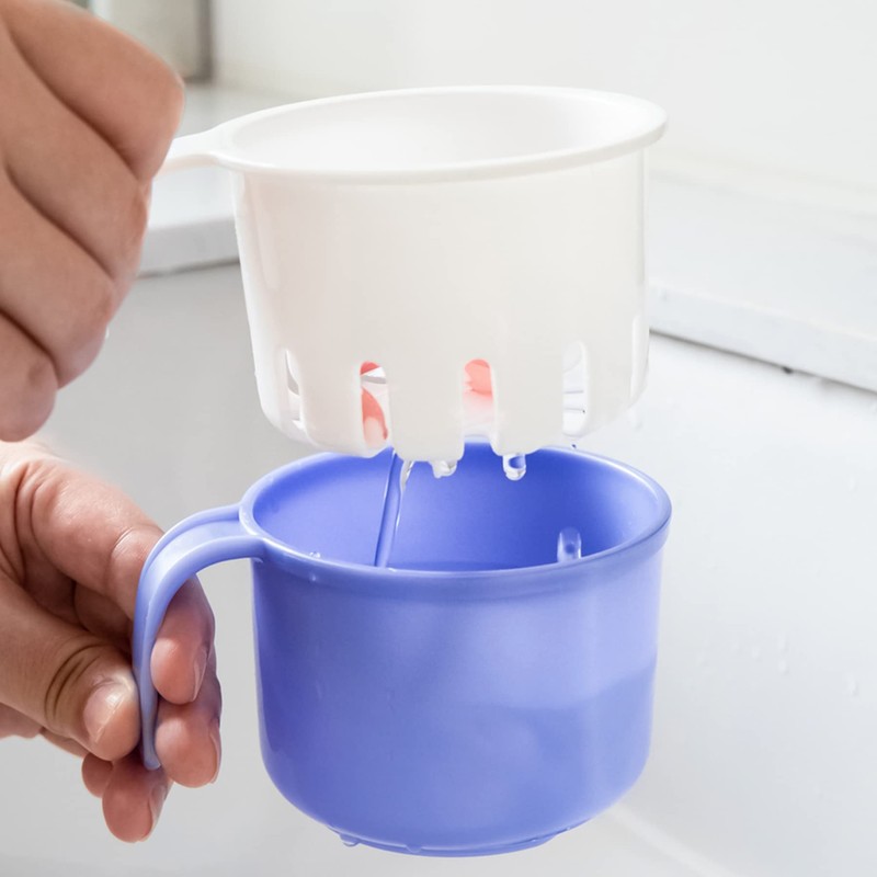Large Denture Baths Cup, False Teeth Bath Cup with Strainer