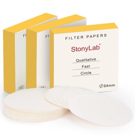 stonylab Qualitative Filter Paper, 3-Box 94 mm Diameter Fast Speed Cellulose Filter Paper with 25 Micron Particle Retention Filtration Speed, Set of 3 x 100 Pcs