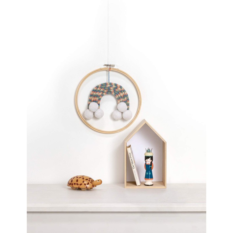 folia 24919 Knitting Dolly with Wool, Wooden Knitting Needle and