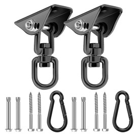 Heavy Duty Hammock Hanging Kit, 360° Rotating 1200 lb Swing Hangers for Hammock Chair Stand, Seat, Porch Swing, Yoga, Tree, Ceiling Mount, Indoor Outdoor Hanging Hardware Black | Pack of 2