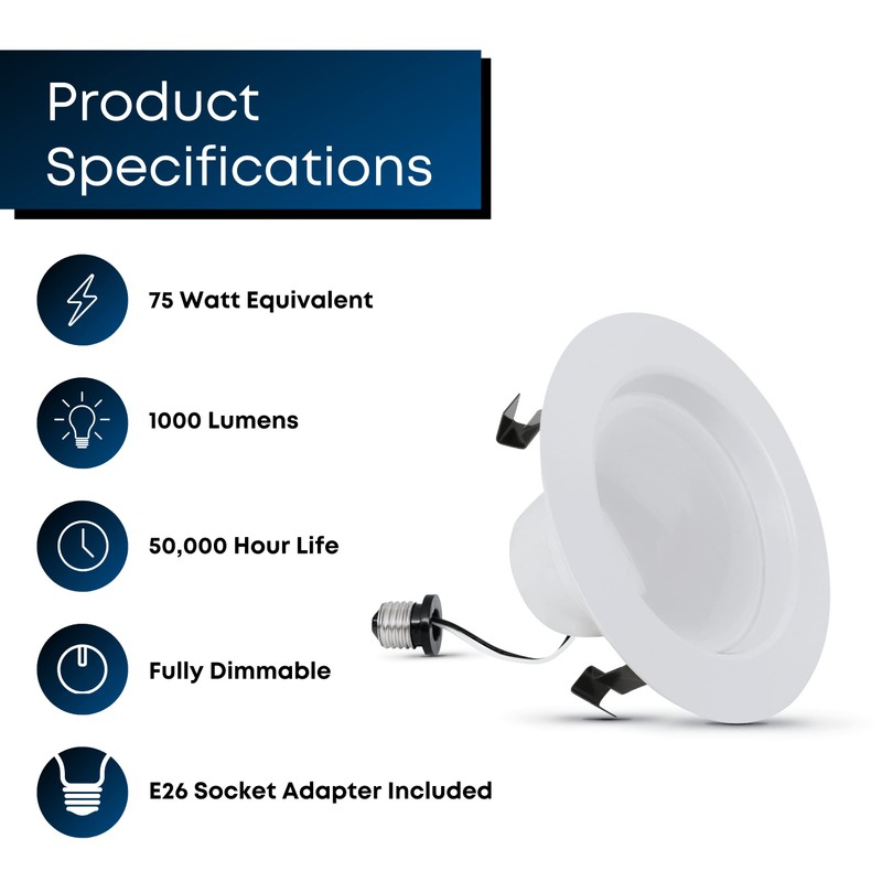 Feit Electric LED 4 Inch Recessed Lights Retrofit with E26