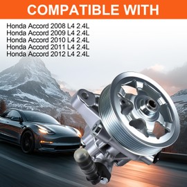 Power Steering Pump Compatible with Honda Accord 2008 2009 2010 2011 2012 2.4L，Replacement for 56100R40305，56100R40A02，56100R40A03，56100R40P05