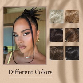 Messy Bun Hair Piece for Women Clip-On Feathered Bun Wig,Hgyugrf Messy Bun Hair Piece with Claw Clip Short Ponytail Hair piece for Thin Hair(Chocolate Brown)