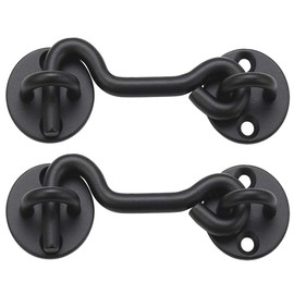 (2 Pack) Raswik 4" Privacy Hook and Eye Gate Latch Easy Lock for Sliding Barn Door, Black