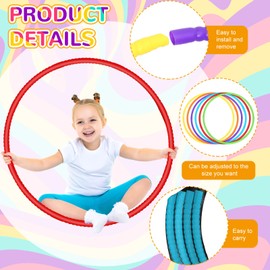 Sratte 6 Pcs Exercise Hoop Detachable Adjustable Plastic Hoops Snap Together Toy Hoop Color Playground Toys for Girls and Boys Party Games, Sports, Exercise, Dog Training (Stylish Colors,28 Inch)