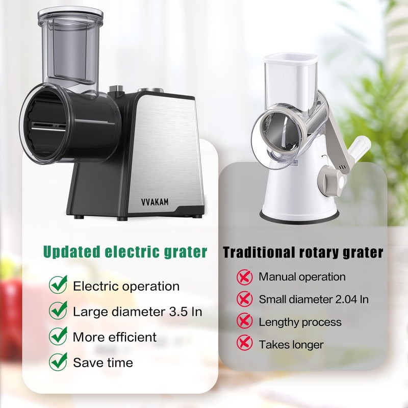 5-In-1 Electric Cheese Grater,300W Salad Maker,Electric Grater for Block Cheese,Kitchen