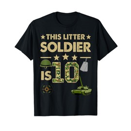 10 Year Old Soldier Tshirt Birthday Boy 10th Birthday Kids T-Shirt