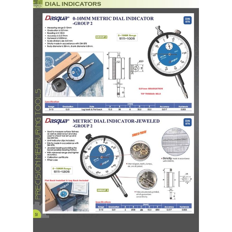 HHIP 4400-1100 Pro Series AGD Group 2" Dial Indicator, 0005"