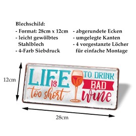 Retro Wine Tin Sign with Funny Saying - Decorative Metal Sign for Kitchen Wine Cellar Wine Bar Wine Arbour Winery - Gift Idea for Wine Connoisseurs Wine Lovers - Gift for Women - 28 x 12 cm