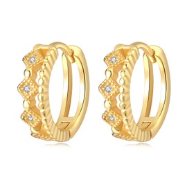 Cycuff 925 Sterling Silver Hoop Earrings Colorful Cubic Zirconia Jewelry Earrings for Women Set Earring Gifts for Her (Diamond Glass Bead Earrings)