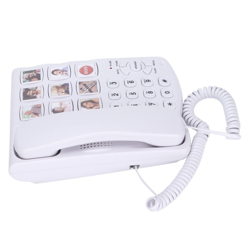 Telephone Landline, Ld-858Hf Wired Big Buttons Fixed Phone Photo Storage