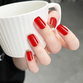 MWOOT 24 Packs Short Square Press on Nails Set with Case, 24 Colors 576Pcs Fake Nail Kit, 12 Sizes Uñas Postizas, Glossy False Nail Full Cover Reusable Stick on Nails for Women