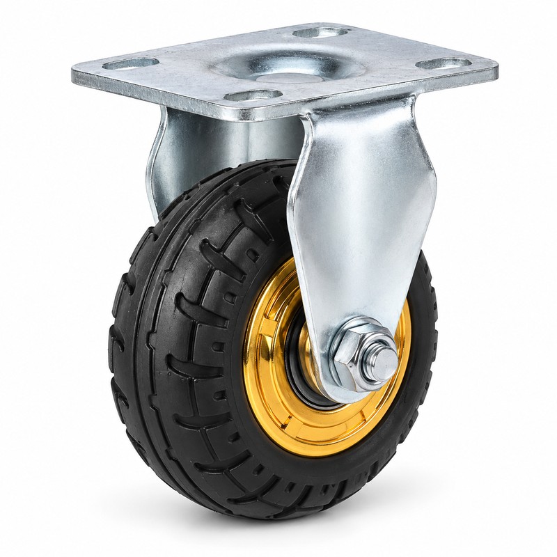 3/4-Inch Rubber Plate Caster Wheel, Swivel, Directional and Brake Options
