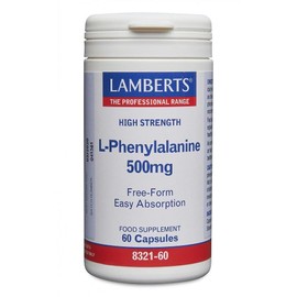Lamberts L-Phenylalanine Capsules – 500mg Free-Form Amino Acid – High Purity Formula – 60 Vegan Capsules