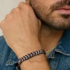 Brazalete De Cuero Trenzado Con Cierre De Acero Inoxidable