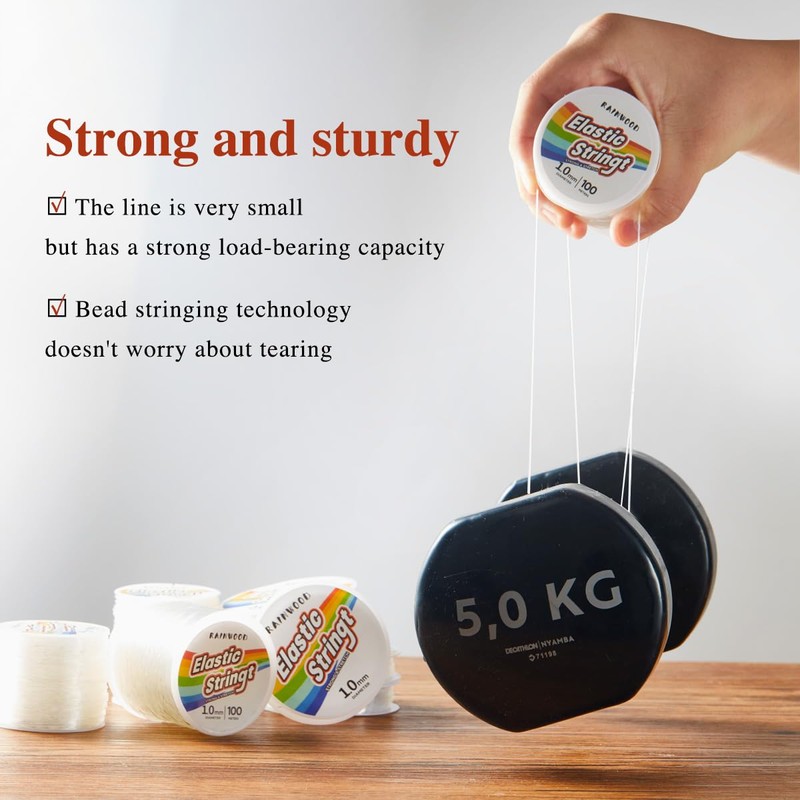 Elastic Bracelet String Cord Kit: 2 Rolls of 200m (0.5mm)