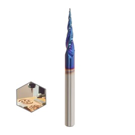 CNC Tapered Ball Nose Router Bit 1/4 Inch Shank, NACO Coated, 6.2Deg R0.4, Solid Carbide Up-Cut Spiral Bit, CNC End Mill Milling Cutters, for Wood 2D & 3D Carving/Engraving, by SICWOOD