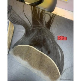Raw Vietnamese Burmese Curly Human Hair Glueless 13*6 HD Lace Frontal 4*4 2*6 Closure Small Knots Preplucked Hairline Baby Haircolor: Straight, stretched length: 20inches, toupee size: HD 13x6